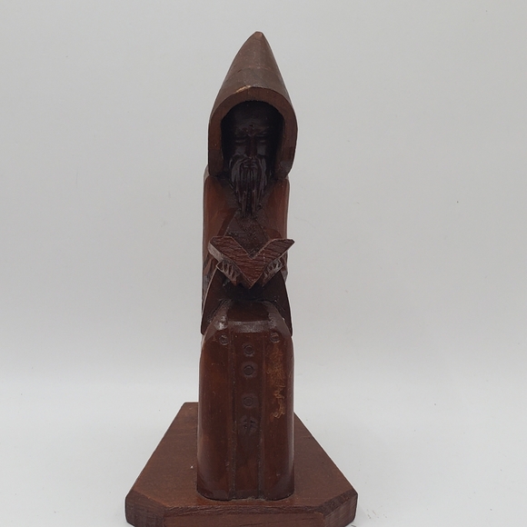 Vintage HODA Hand Carved Wood Priest Preacher Minister Clergy Statue Carving - Picture 3 of 16